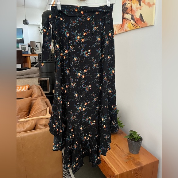 Sandro Paris Wrap Floral Print Asymmetrical Skirt - Picture 4 of 7